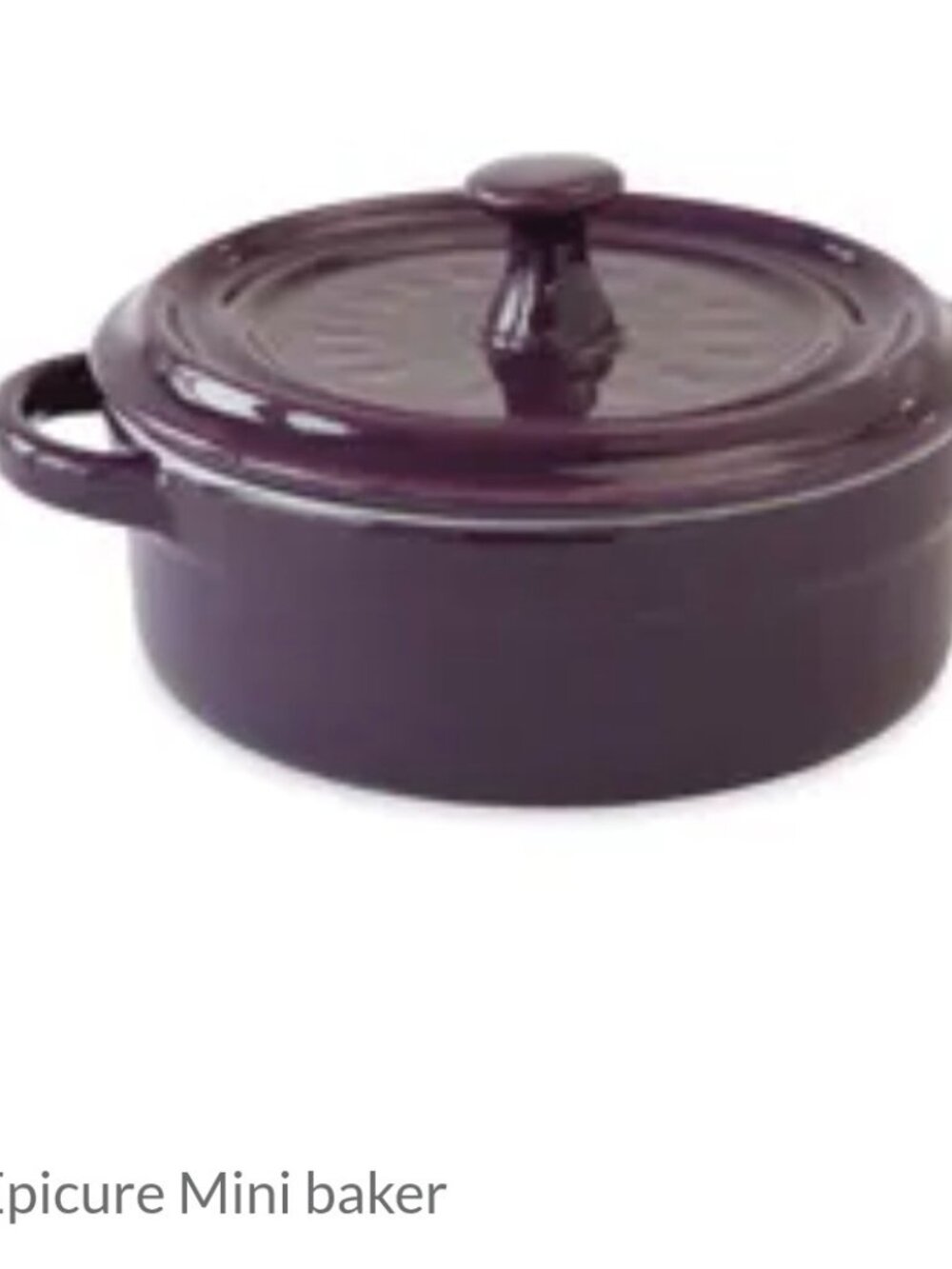RARE Epicure Selections Aubergine Mini Baker - Retired Purple Stoneware with Lid